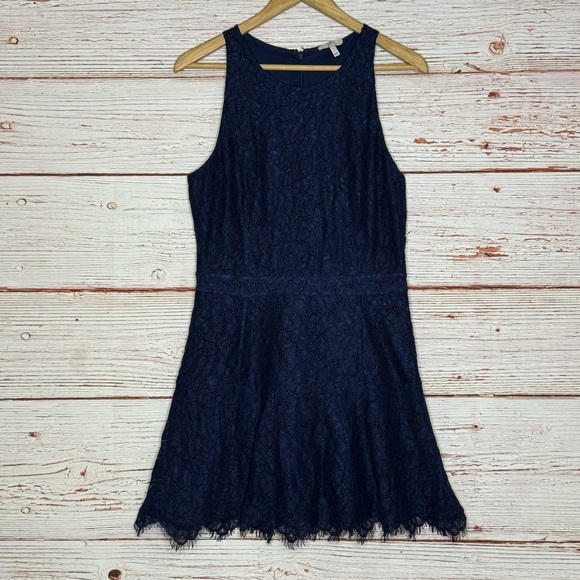 Joie Adisa Navy Blue Lace Mini Dress Sz 8 - Picture 4 of 15